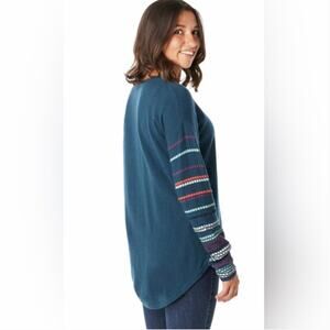 SMARTWOOL Shadow Pine Crewneck Merino Wool Sweater Peacock Blue Sz S {BB35}